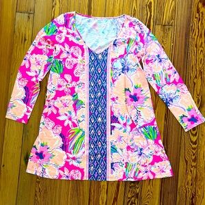 Lilly Pulitzer Medium Paradis Swing Tunic Dress Magenta Tipping Point